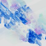 Abstract 3D render of blue and pink digital blocks. Perfect for technology-themed content.